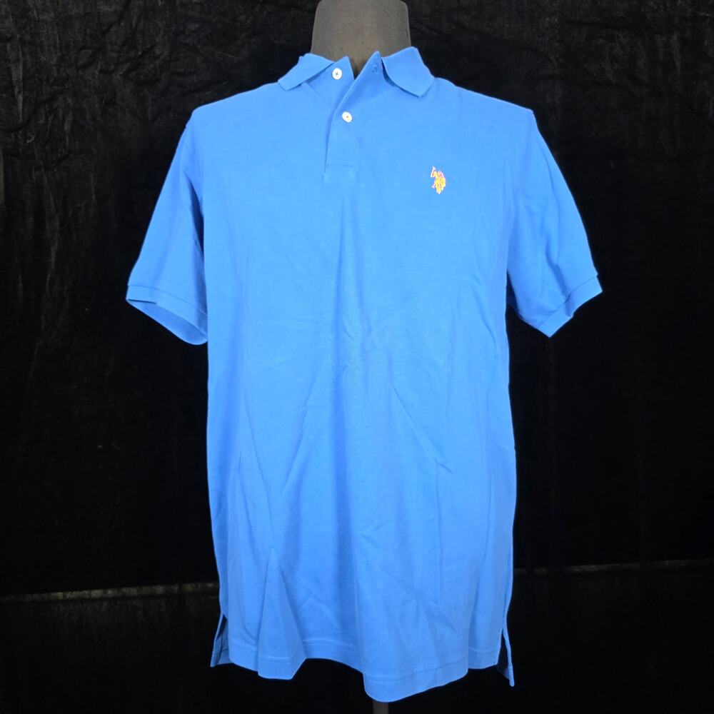 NEW US POLO ASSN Vibrant Blue Pique Knit Short Sleeve Sz XL Professional Casual